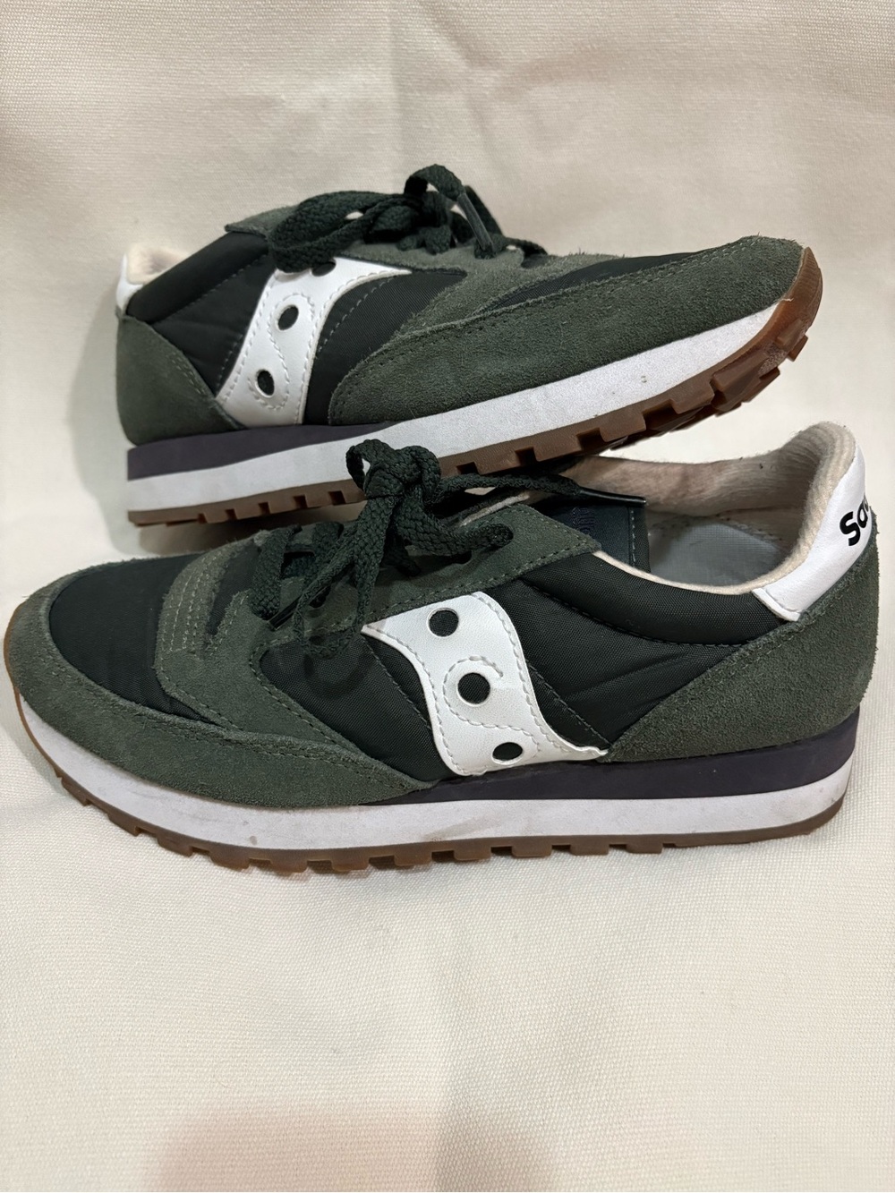 Saucony Dark Green and White Retro Running Shoes